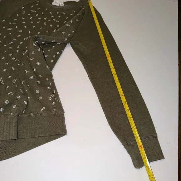 Tentree Womens Small Olive Green Nature Print Raglan Sweatshirt Organic Cotton - Picture 12 of 13